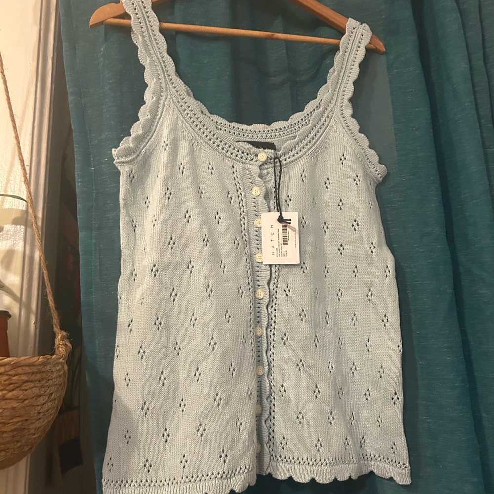 Hatch Sky Blue Sleeveless Knit Blouse